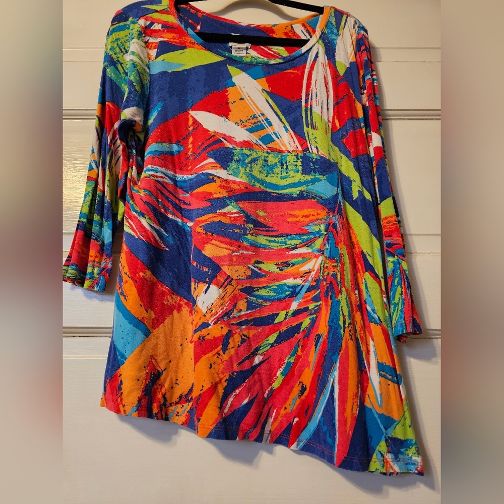 Ruby Rd. Multicolor Abstract Long Sleeve Top - Picture 2 of 6